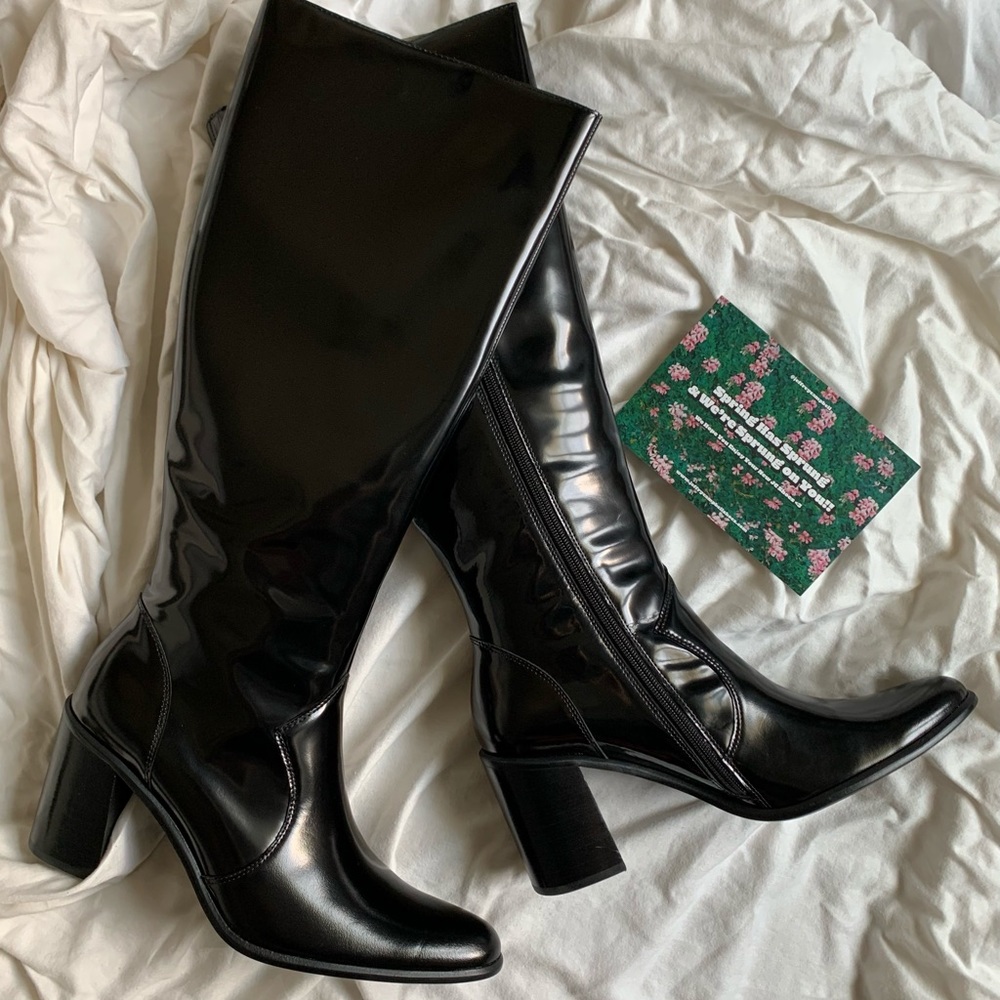 Jeffrey Campbell Knee-High Patent Black Boots